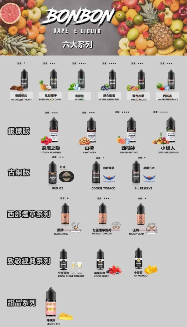 【小煙油】BONBON 邦邦系列 水果/菸草 30MG